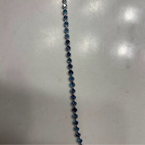 14k White Gold and Blue Zircon Bracelet. EUC.